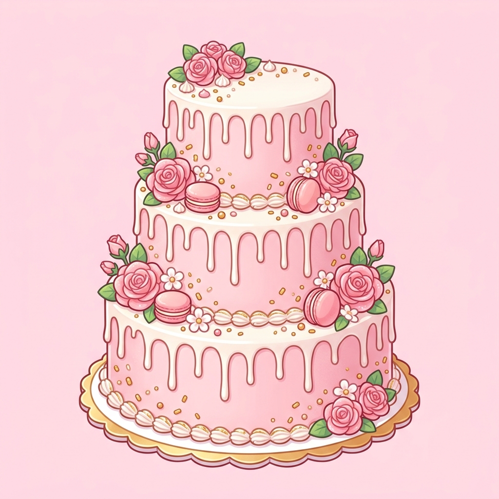 Pink three tier birthday cake